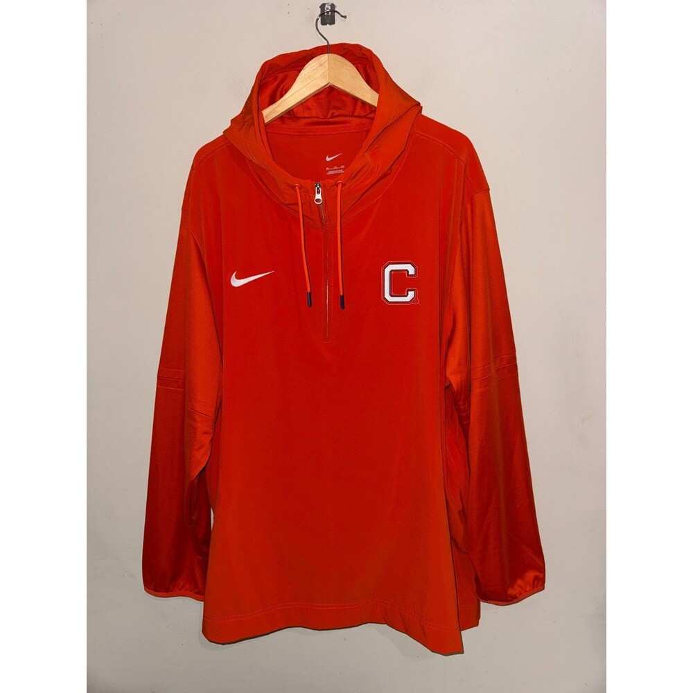 Mens 3XL Nike Clemson Tigers Team Issued On-Field Sideline 1/2 Zip Hooded Jacket